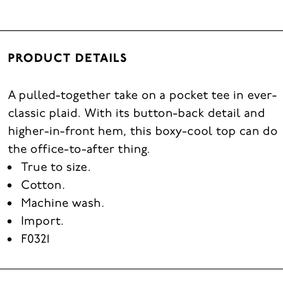 Madewell Industry Button Back Top in Plaid - Picture 5 of 15